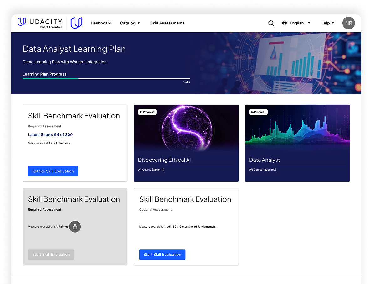 Targeted learning plan interface